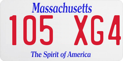 MA license plate 105XG4