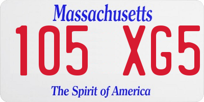 MA license plate 105XG5