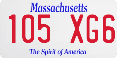 MA license plate 105XG6