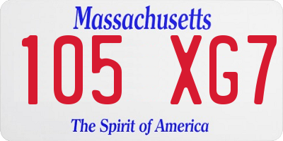MA license plate 105XG7