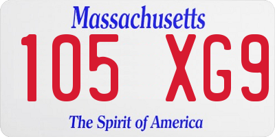 MA license plate 105XG9