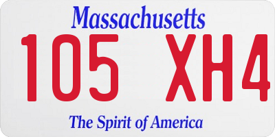 MA license plate 105XH4