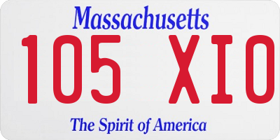 MA license plate 105XI0