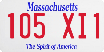 MA license plate 105XI1