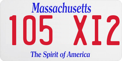 MA license plate 105XI2