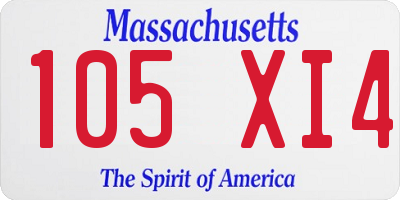 MA license plate 105XI4