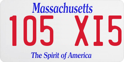 MA license plate 105XI5