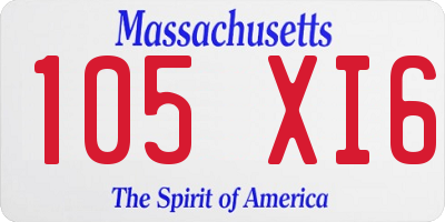 MA license plate 105XI6