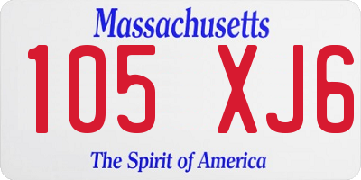 MA license plate 105XJ6