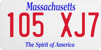 MA license plate 105XJ7