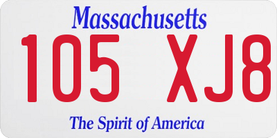 MA license plate 105XJ8