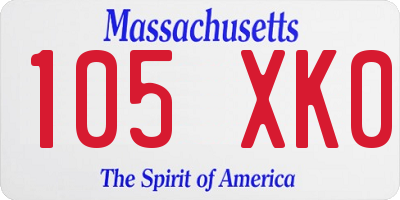 MA license plate 105XK0