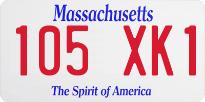MA license plate 105XK1