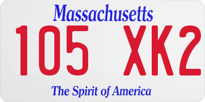 MA license plate 105XK2