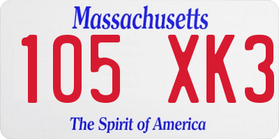MA license plate 105XK3