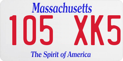 MA license plate 105XK5