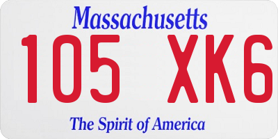 MA license plate 105XK6