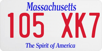 MA license plate 105XK7