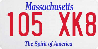 MA license plate 105XK8