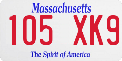 MA license plate 105XK9