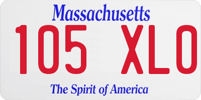 MA license plate 105XL0