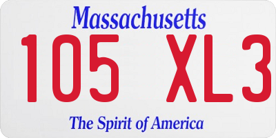 MA license plate 105XL3