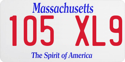 MA license plate 105XL9