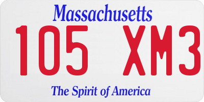 MA license plate 105XM3