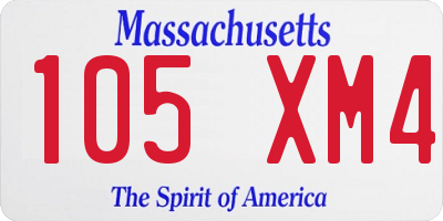 MA license plate 105XM4