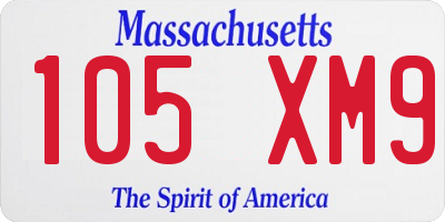 MA license plate 105XM9