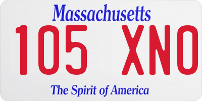 MA license plate 105XN0