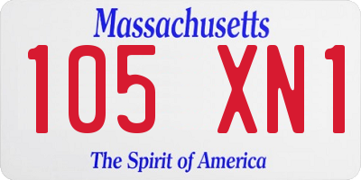 MA license plate 105XN1