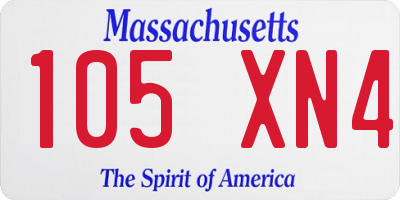MA license plate 105XN4
