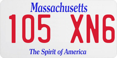 MA license plate 105XN6