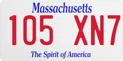 MA license plate 105XN7