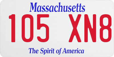 MA license plate 105XN8