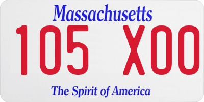 MA license plate 105XO0
