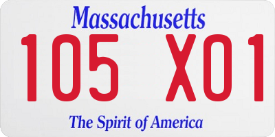 MA license plate 105XO1