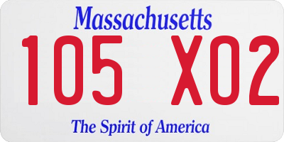 MA license plate 105XO2