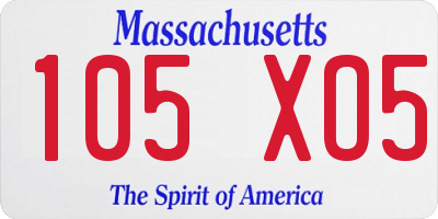 MA license plate 105XO5