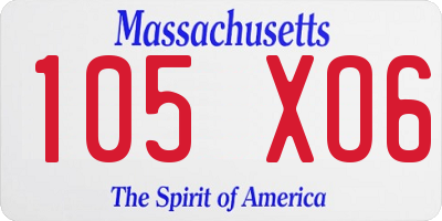 MA license plate 105XO6
