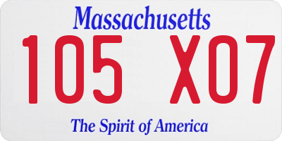 MA license plate 105XO7