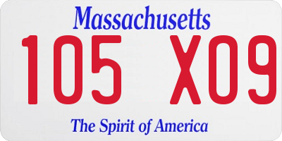 MA license plate 105XO9