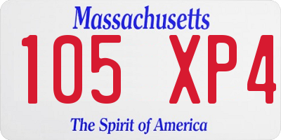 MA license plate 105XP4