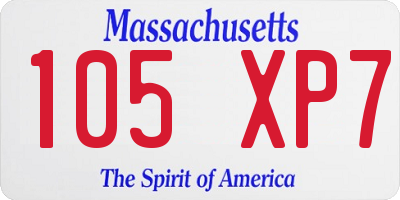 MA license plate 105XP7