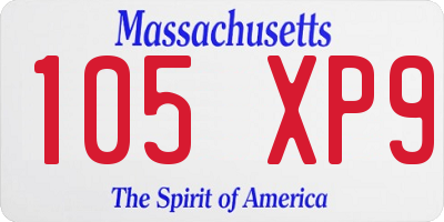 MA license plate 105XP9