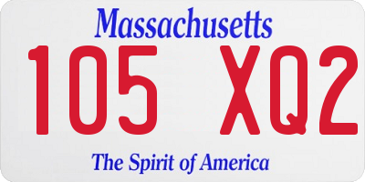 MA license plate 105XQ2