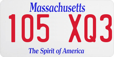 MA license plate 105XQ3