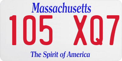 MA license plate 105XQ7