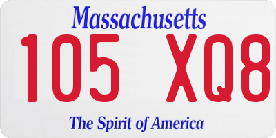 MA license plate 105XQ8